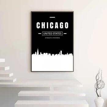 

Chicago Skyline City Map Poster Canvas Print Home Decor No Frame