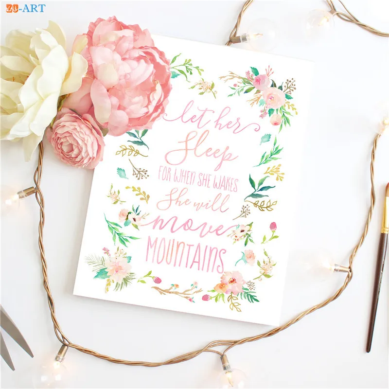 Декор для комнаты девочек детский художественный постер с цитатами Цветочная