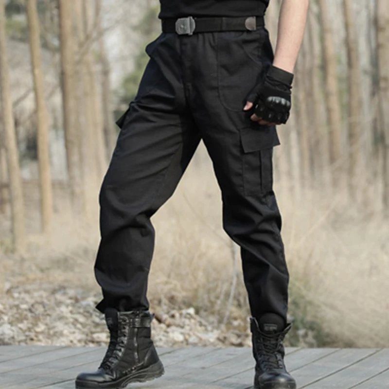 Black Utility Cargo Pants Sweatpants - Durable Work Trousers with