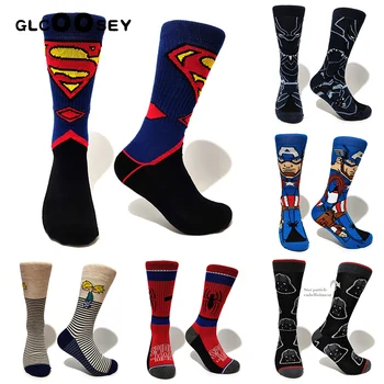 

Men Socks Novel Comics Avenger Deadpool Sox Superman Spider-man Captain America Batman Cartoon Socks Couple