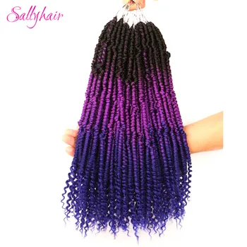 

Sallyhair 24strands/pack Bomb Twist Crochet Braids Hair Synthetic Ombre Color Pre looped Spring Twists Braiding Hair Extensions