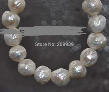 

002558 Natural 10-11mm White pink Purple furrow Baroque pearl necklace