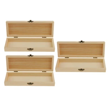 

3 Pieces Unfinished Jewelry Trinket Storage Box Gift Case 20.7x7x3.8cm