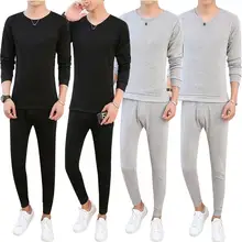 HiMISS 2 шт./компл. Для мужчин нижнее белье комплект Футболка+ брюки зимние однотонные Цвет пара, одежда для сна, пижамы