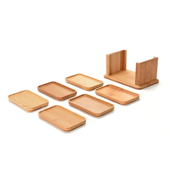 

Bamboo Square Holder,Bamboo Coaster and Holder Set Coaster for Hot & Cold Drinks,Protect Home Kitchen Table,Office Desk