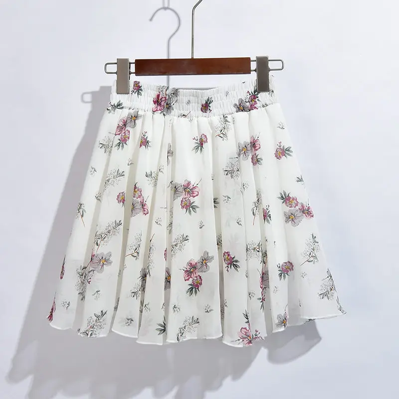 Новинка, женская летняя мини юбка Jupe Femme, Цветочная плиссированная юбка, Boho, Пляжная шифоновая юбка с высокой талией, женские короткие сексуальные юбки C5357 - Цвет: 26