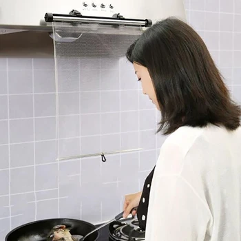 

Hanging Transparent Cooking Face Oil Splash Roller Shutter Oilproof Baffle Skin Protective Shield Kitchen Range Hood Gadget Tool