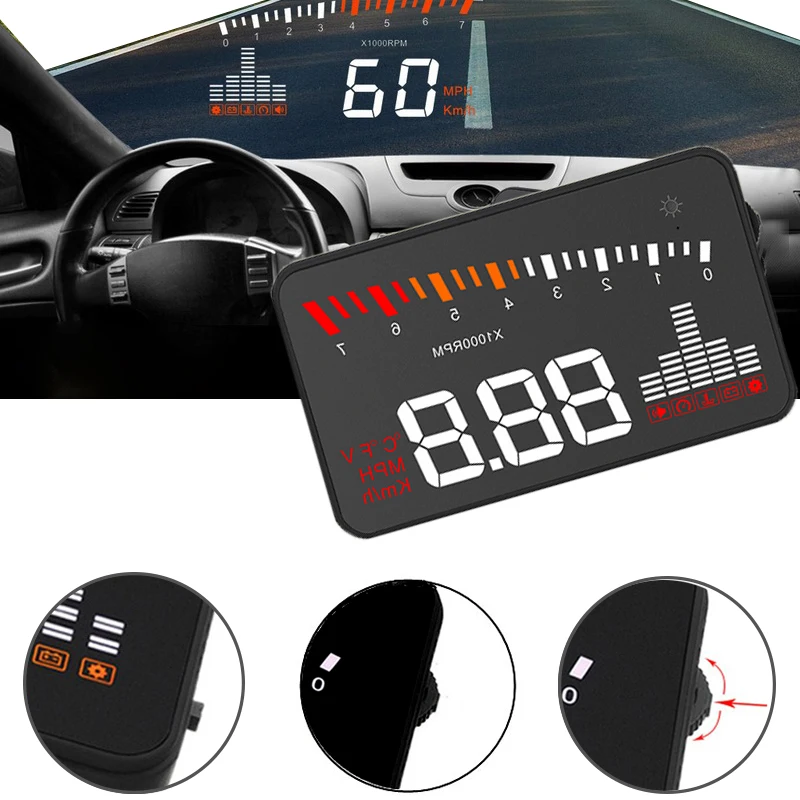Автомобильный HUD OBD дисплей на голову, система Предупреждение о превышении скорости, проектор, лобовое стекло, авто электронная сигнализация напряжения для автомобиля, аксессуары