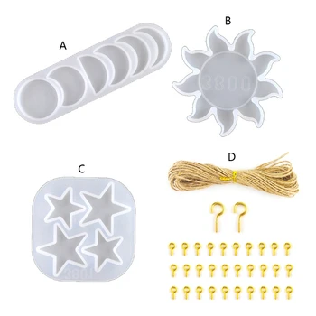 

Moon Sun Star God Resin Mold Moon Phase Pendant Home Deor Mold Epoxy Craft Tools B36D