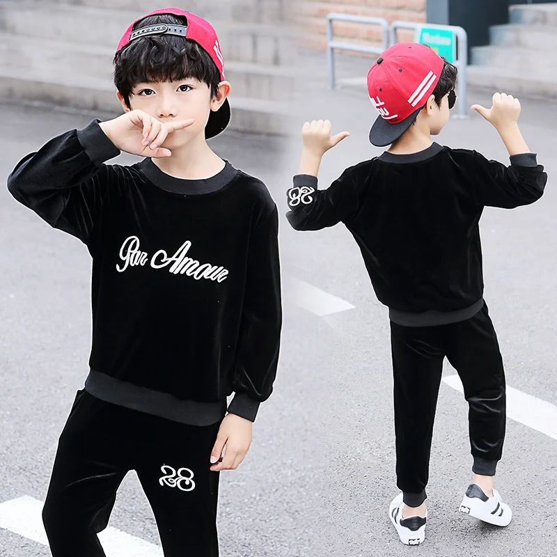 

2019 Boy Clothes Autumn Boy Clothing Set Long sleeves Leisure boys sweatshirt + Pant 2pcs kids clothes set 6 7 8 Y DX07070