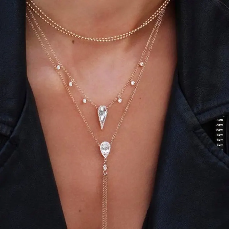 Винтажное многослойное ожерелье в стиле бохо с кристаллами, Турецкая звезда, модное золотое ожерелье с подвеской, колье для женщин - Окраска металла: FTS1012
