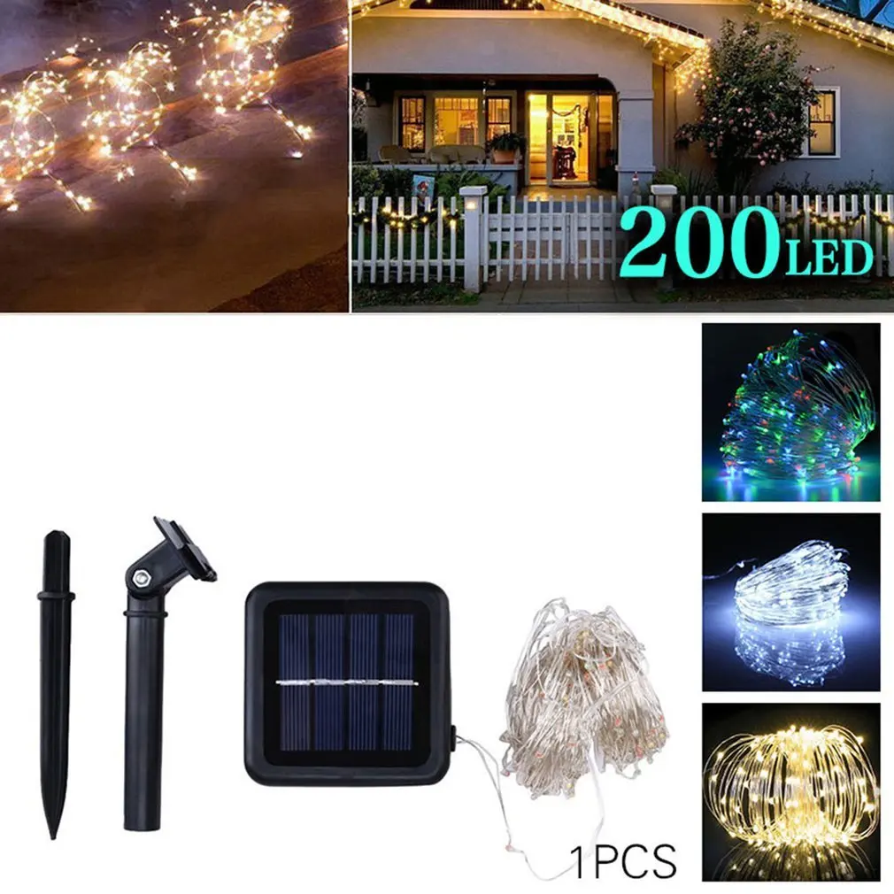ICOCO 200 Led 2 функции Открытый водонепроницаемый Солнечный медный свет гирлянда фестиваль украшения экологически чистые Прямая