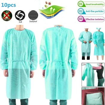 

10pcs/lot Non-woven Security Protection Suit Disposable Isolation Gown Suit Siamese Non-woven Dust-proof Clothing Labor Safely