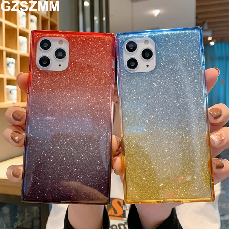 Квадратные чехлы из блестящей бумаги для телефонов Iphone 11 Pro Max Xs 7 8 Plus Xr X мягкий