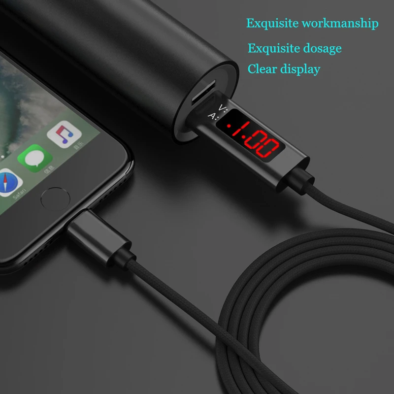 Type C/Micro USB/Lightning Быстрая зарядка USB кабели с током и дисплеем напряжения для Iphone huawei XiaoMi samsung