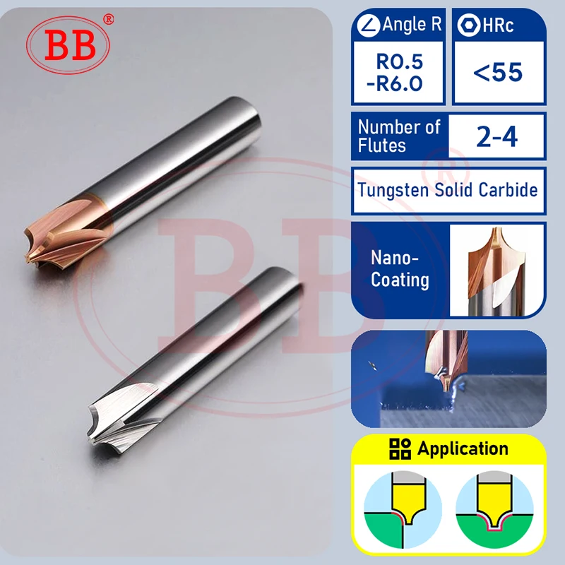 RedLine Tools .0550 Double End Corner Rounding Carbide Endmill AlTiN Coating 2.5000 OAL 2 Flute .1250 Radius .3125 Shank Diameter RCR681635A RedLine Tools .0550 Double End Corner Rounding Carbide Endmill AlTiN Coating 2.5000 OAL 2 Flute .1250 Radius .3125 Shank Diameter RCR681635A