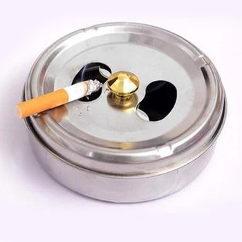 

Stainless Steel Ashtray Lid Creative Home New Practical Smoking Accessories Rotation Fully Enclosed Home Gadgets