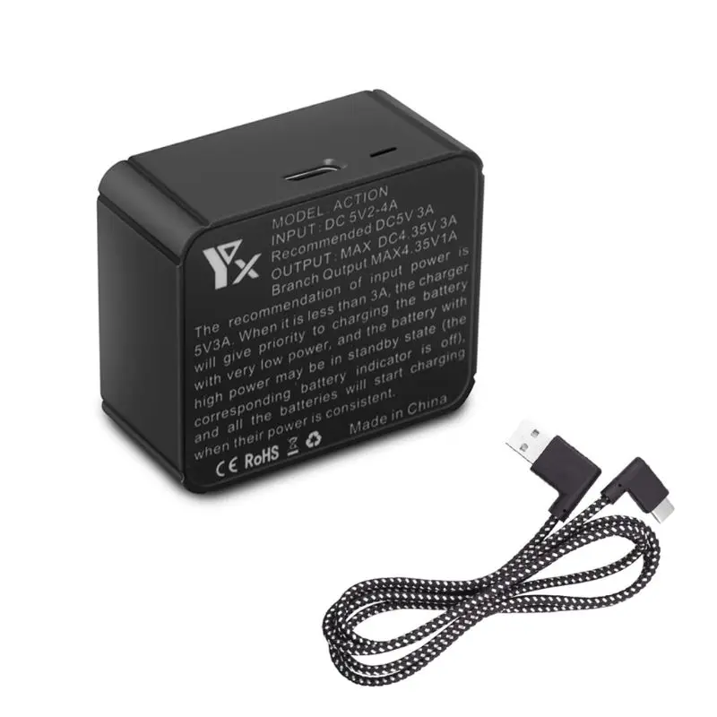 Портативный 3 в 1 USB зарядное устройство type-c зарядный порт батарея зарядная коробка док-адаптер для DJI OSMO Action S порт аксессуары для камеры