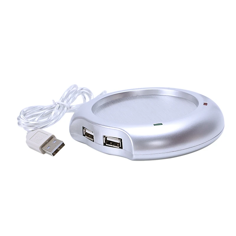 USB чайная чашка нагреватель для кофейной кружки нагревательные коврики с концентратором 4 порта USB PC для ноутбука, серебро