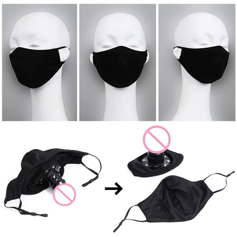 

Adult Games Slave Sex Mask with Dildo Muzzle BDSM Bondage Restraint Half Face Fetish Mask Mouth Gag Ball Sex Toys for Women Men