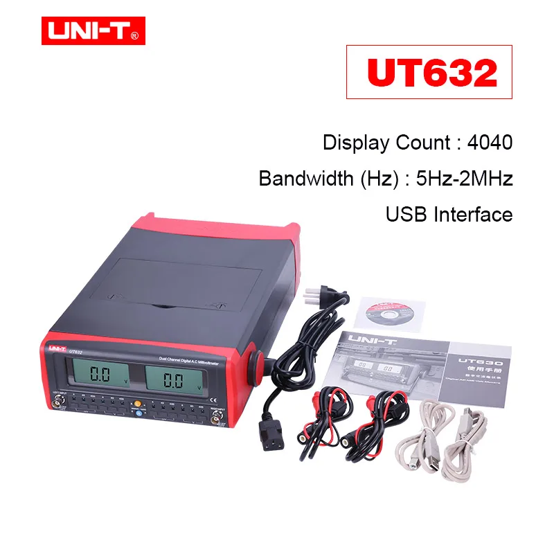 UT632 UNI-T UT631 UT632 AC милливольтметр, двухдисплейныйй измерительный прибор канал AC Милли вольтметры Voltimetro цифровой ЖК-дисплей Дисплей Напряжение тестер 4 мВ-400 V - Цвет: UT632