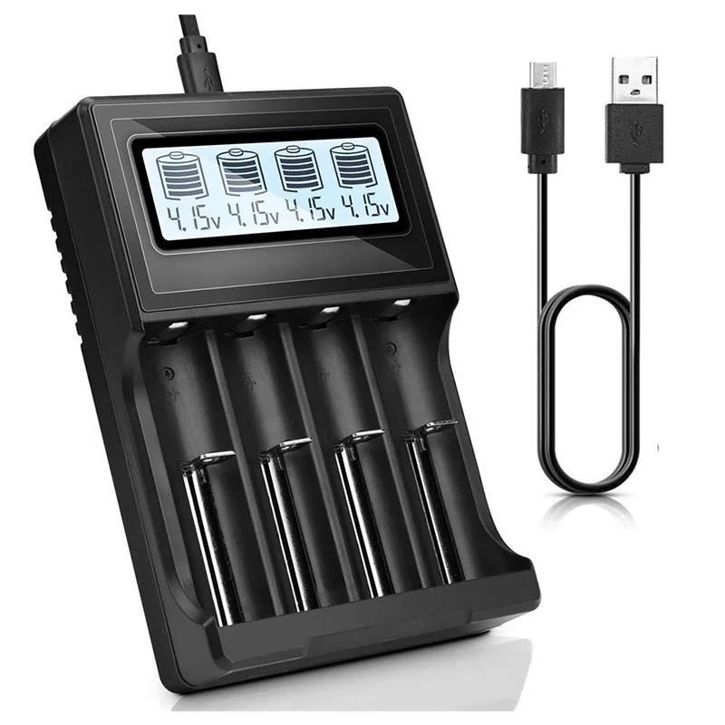 18650 Battery Charger LCD Display Speed Batteries With 4 Bay Discharge Function For Rechargeable 3.7V Li-Ion | Электроника