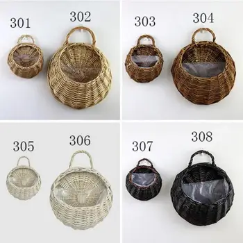 

Natural Wicker Flower Basket Vase Rattan Wall Hanging Pot Planter Rattan Vase Basket Wall Decoration Garden Supply
