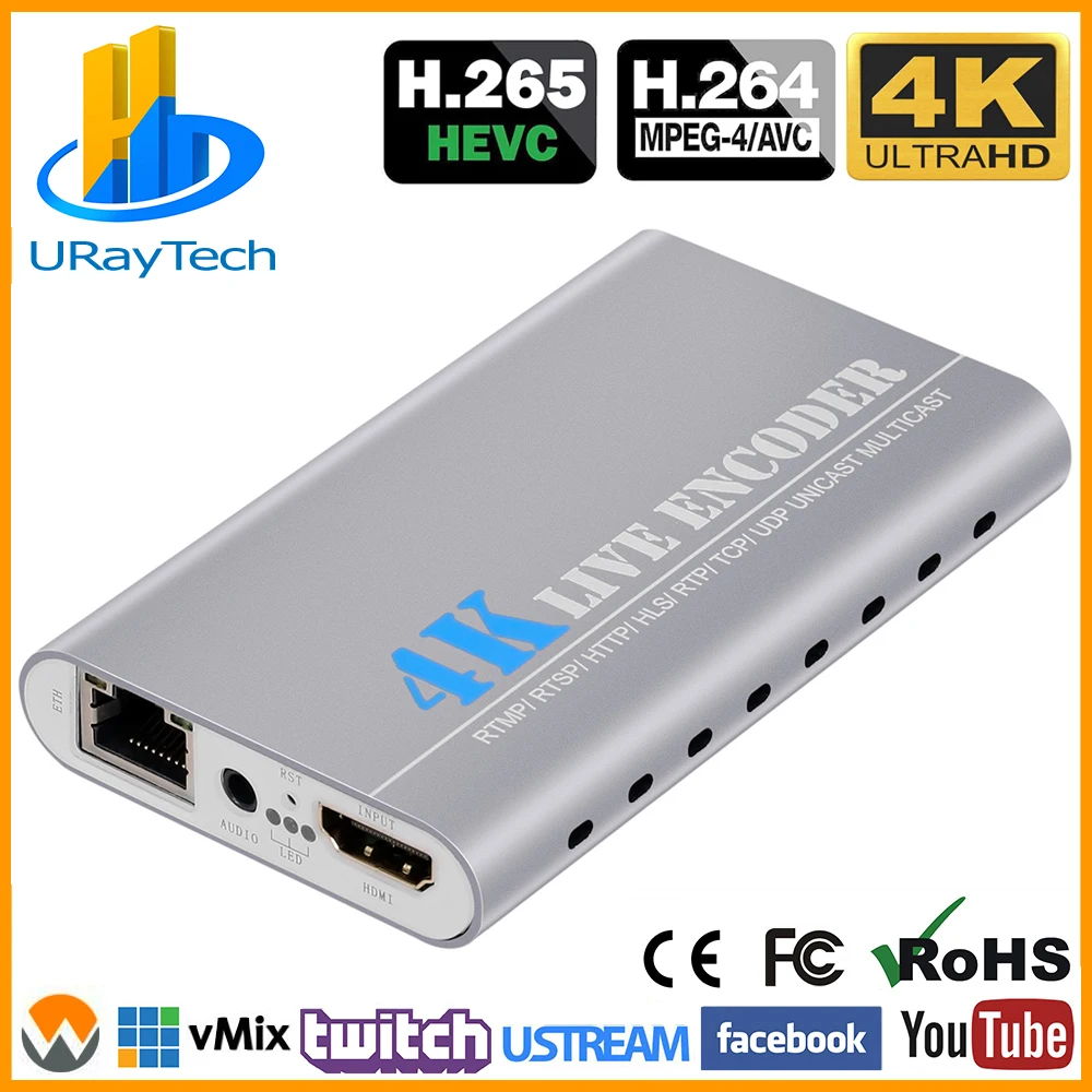 HEVC H.265 H.264 4K UHD HDMI потоковый кодировщик для RTSP UDP RTMP HLS IPTV с функцией записи