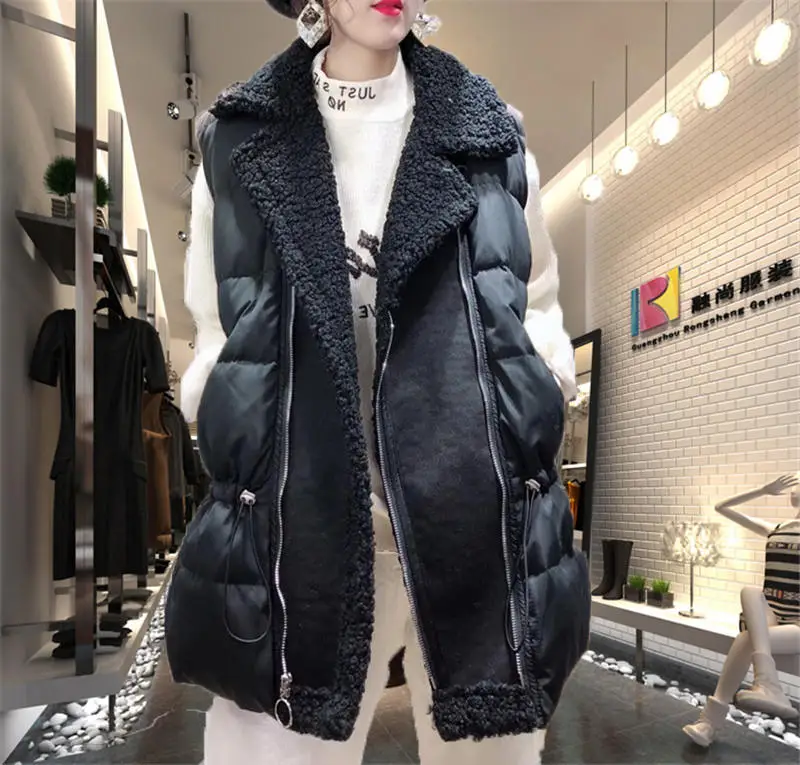 Black vest Весенний хлопковый дутый жилет Для женщин Повседневное куртка без рукавов теплый толстый жилет Свободный жилет женские ботфорты жилет с прорезными карманами женская одежда Q2008 - Цвет: Black vest