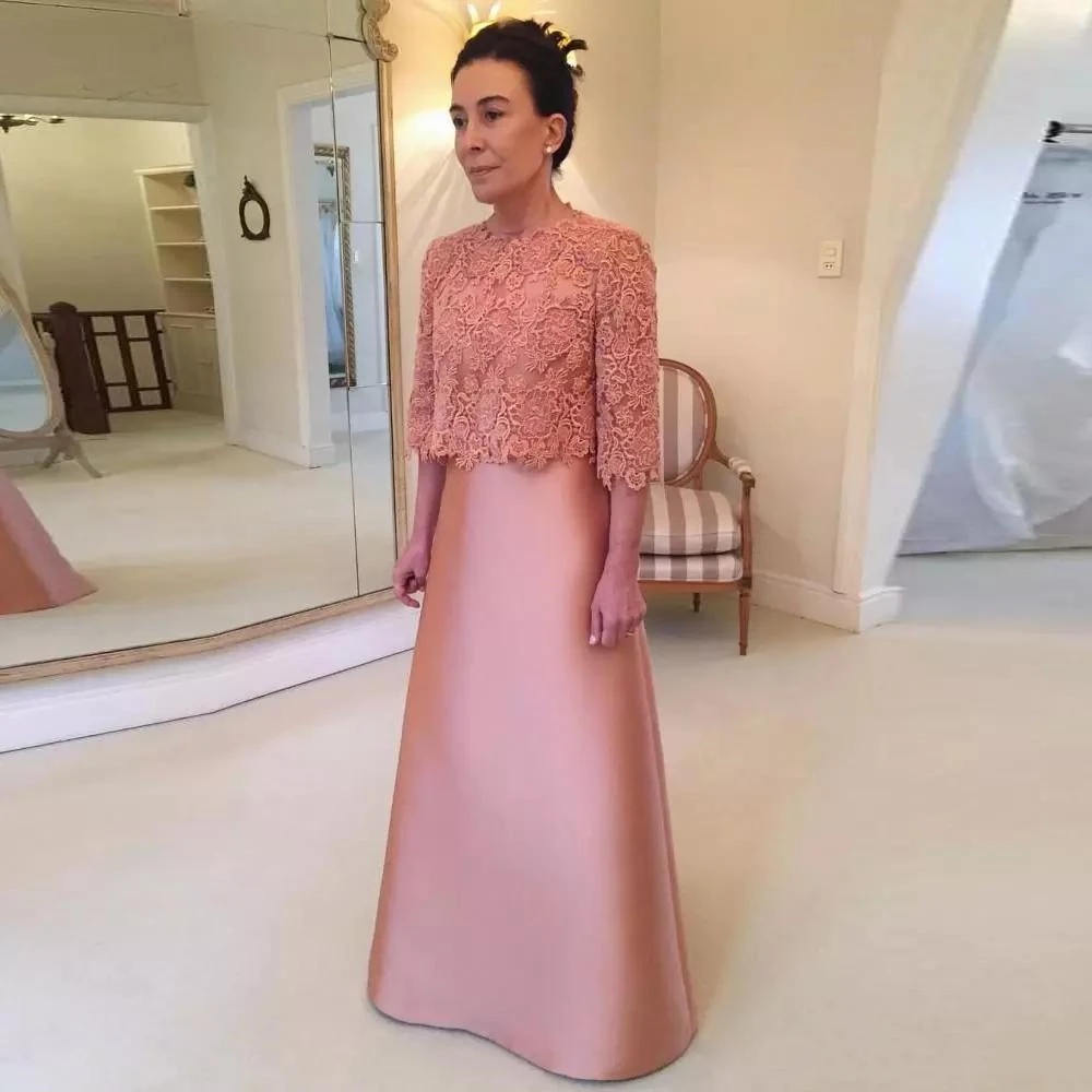 Formele Bruiloft Gast Party Moeder van de Bruid Jurk met Kant Bolero Korte Jas Half Mouw Lange Avondjurken Moeder van Bruidegom Formele Bruiloft Gast Party Moeder van de Bruid Jurk met Kant Bolero Korte Jas Half Mouw Lange Avondjurken Moeder van Bruidegom