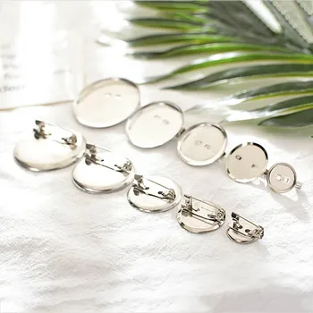 

30pcs 15 20 30mm Round Brooch Pins Brooch Bezel Cabochon Base Blank Trays With Cabochon Setting For Jewelry Making Accessories