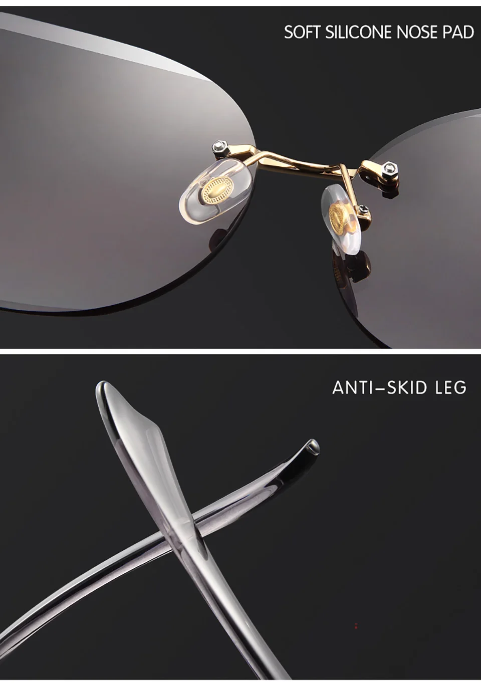 BERTHA Retro Luxury Gradient Sunglasses For Women Fashion Rimless Glasses Cut Lens FOX decorated Sunglasses Lady Eyeglass S8048