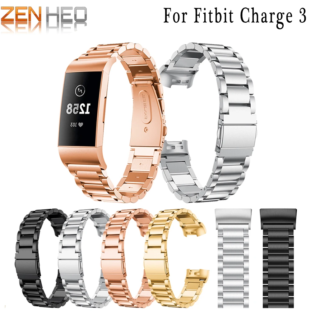 Для Fitbit Charge 3 ремешок из нержавеющей стали для часов металлический наручных