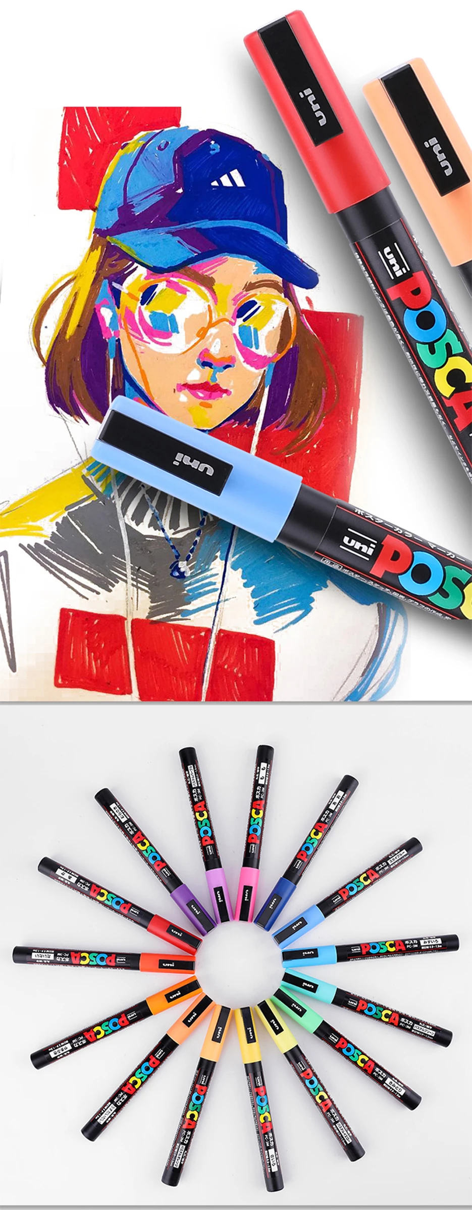 Mitsubishi Uni Posca PC-3M Краска Маркер-тонкий Tip-0.9mm-1.3mm 8 цветов/коробка художественные маркеры офисные и школьные принадлежности