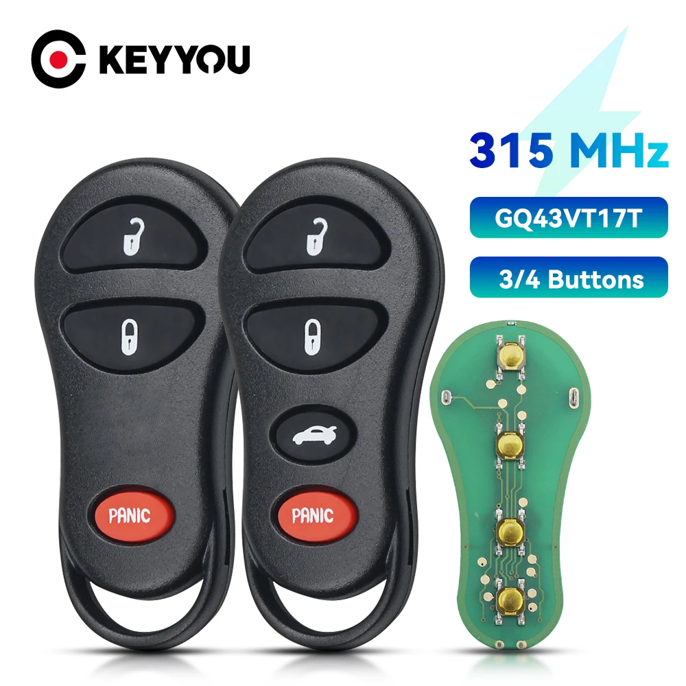KEYYOU подходит для Dodge Jeep Fit Chrysler Concord 300M 2001-2004 GQ43VT17T ключ 3/4 BT дистанционный