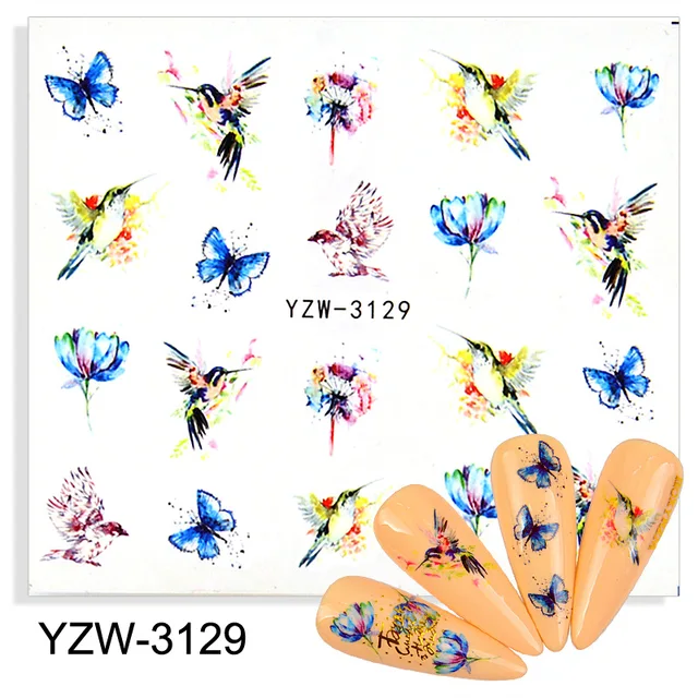 Nail Stickers Sliders For Nails Winter Sticker Elk Figure Nail Art Decorations Wolf Animal Transfer Watermark Water Slider YZW-3129