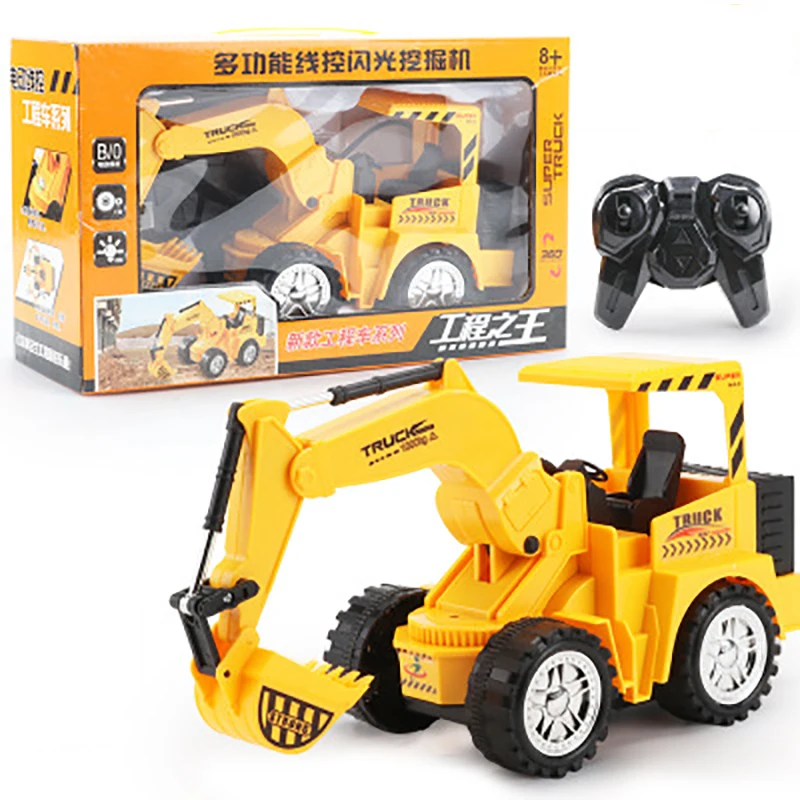 

Mini Trucks Toy Remote Control Bulldozer Engineering Car Excavator Model Vehicle Toys For Children Boys Gift
