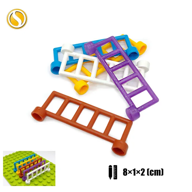 Big Building Block City Farm Architecture Accessories Fence Pillar Bridge Ladder Compatible Big Brick DIY Toys For Children Gift 5pcs Color fence