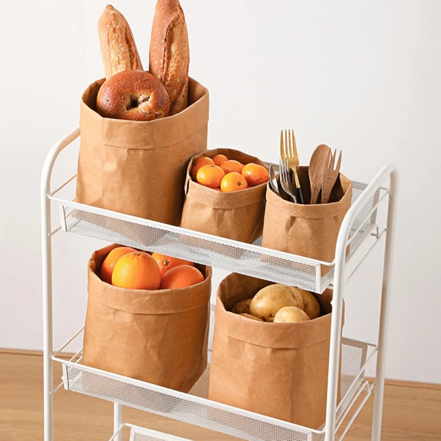 Washable Kraft Paper Storage Bag, Thickened Kraft Paper Bag, Oil