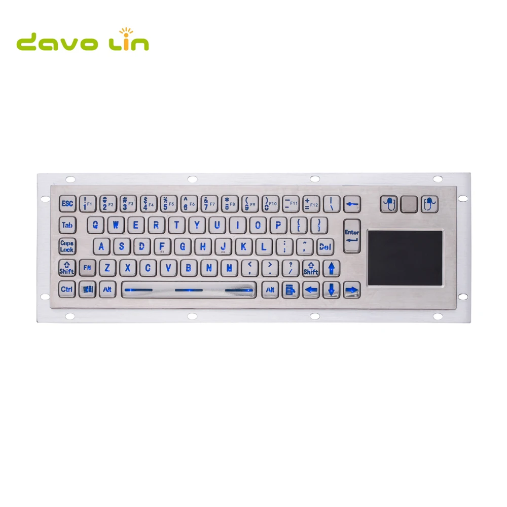 

Silver rugged vandal proof backlight metal keyboard with touchpad