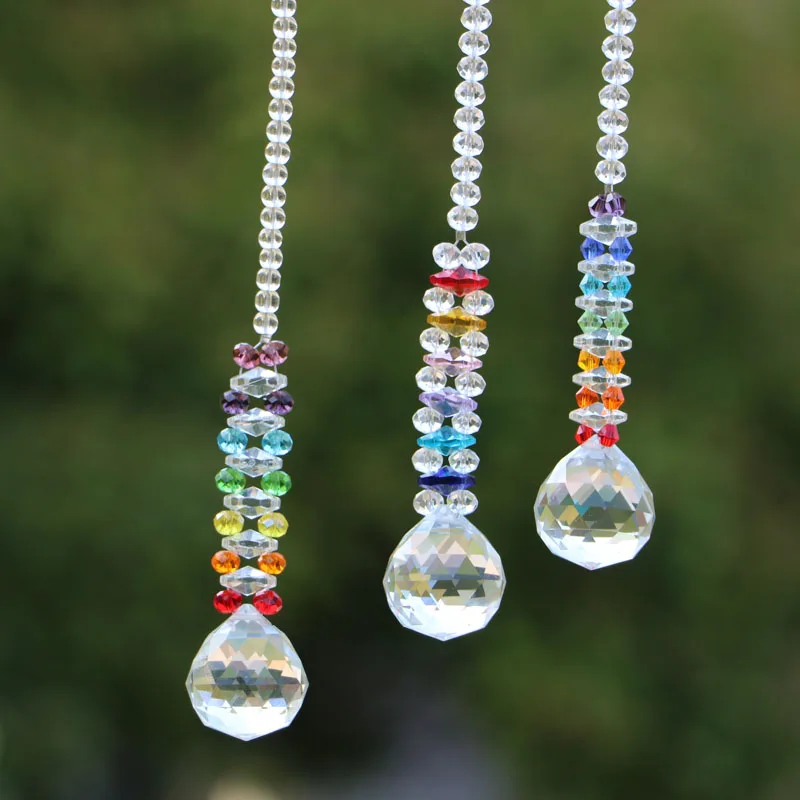 3pcs/lot Chandelier Crystal Ball Suncatcher Rainbow Maker Hanging Window Ornament Chakra Sun Catchers Home Garden Decor 3pcs set pointed synthetic sash paint brushes 3 sizes window painting brushes