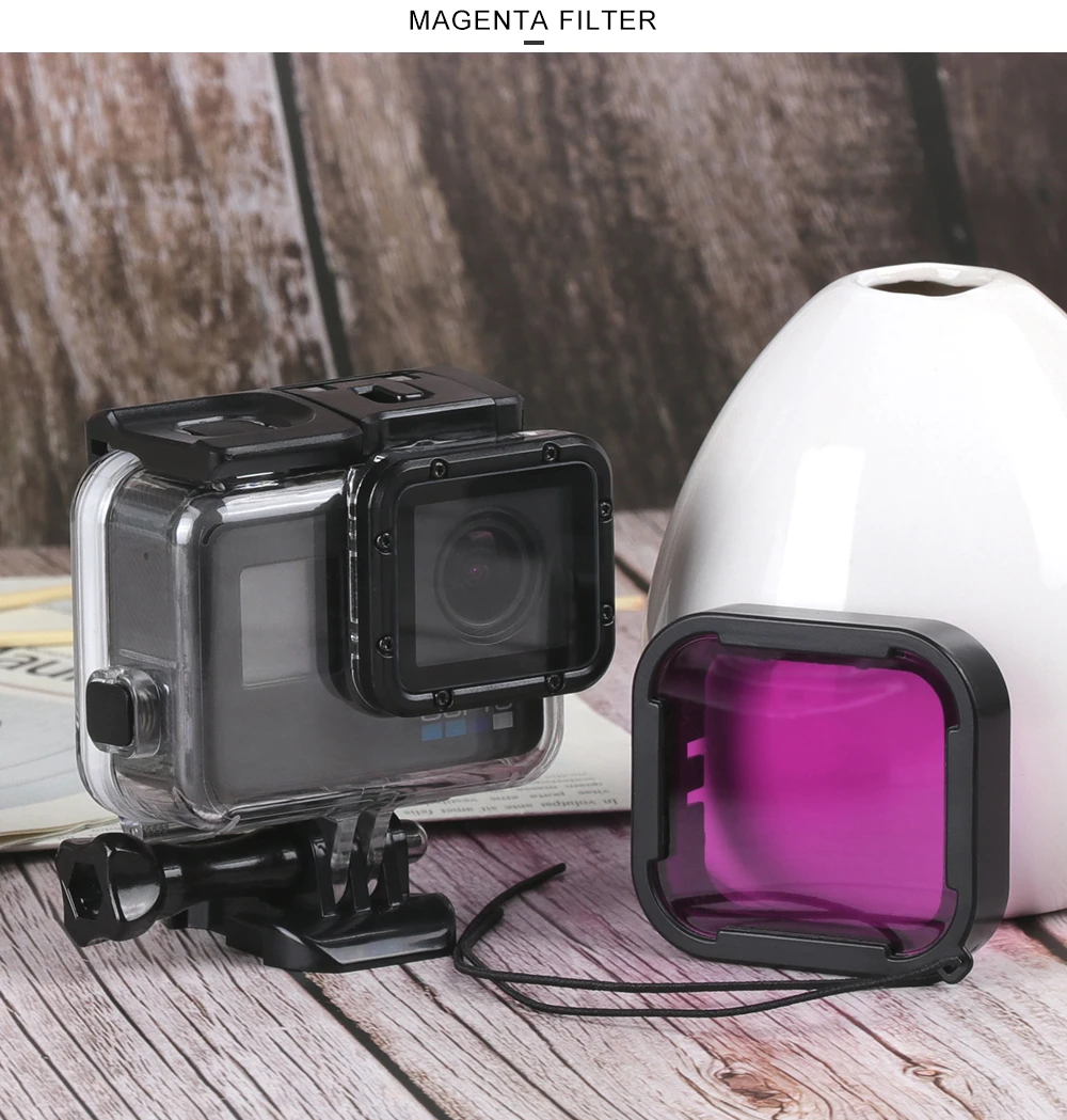 Супер тонкий Водонепроницаемый фильтры 3 шт. Красный, розовый и фиолетовый цвет для подводного погружения и дайвинга набор фильтров для камеры Go Pro Hero 5/6/7 черный Корпус чехол