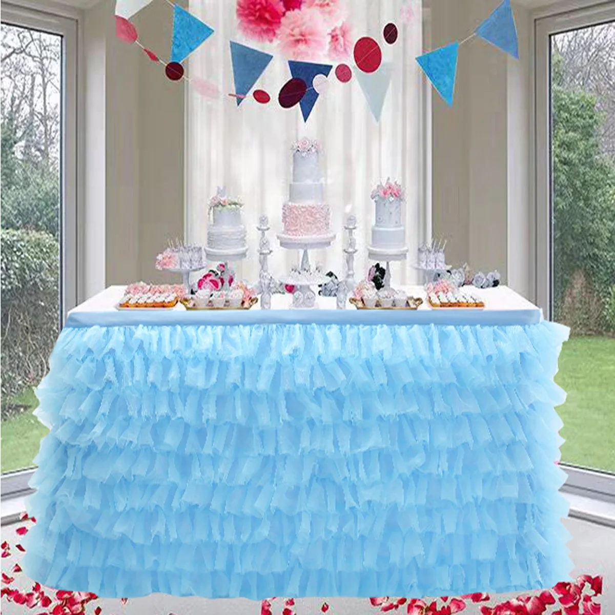 Double Layers Table Skirt for Birthday Halloween Wedding Decoration Baby Shower Decorations Tulle |