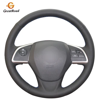 

Hand Sewing Black Genuine leather Steering Wheel Covers for Mitsubishi Outlander 2013 2014 Mirage 2014 ASX L200 2015 2016