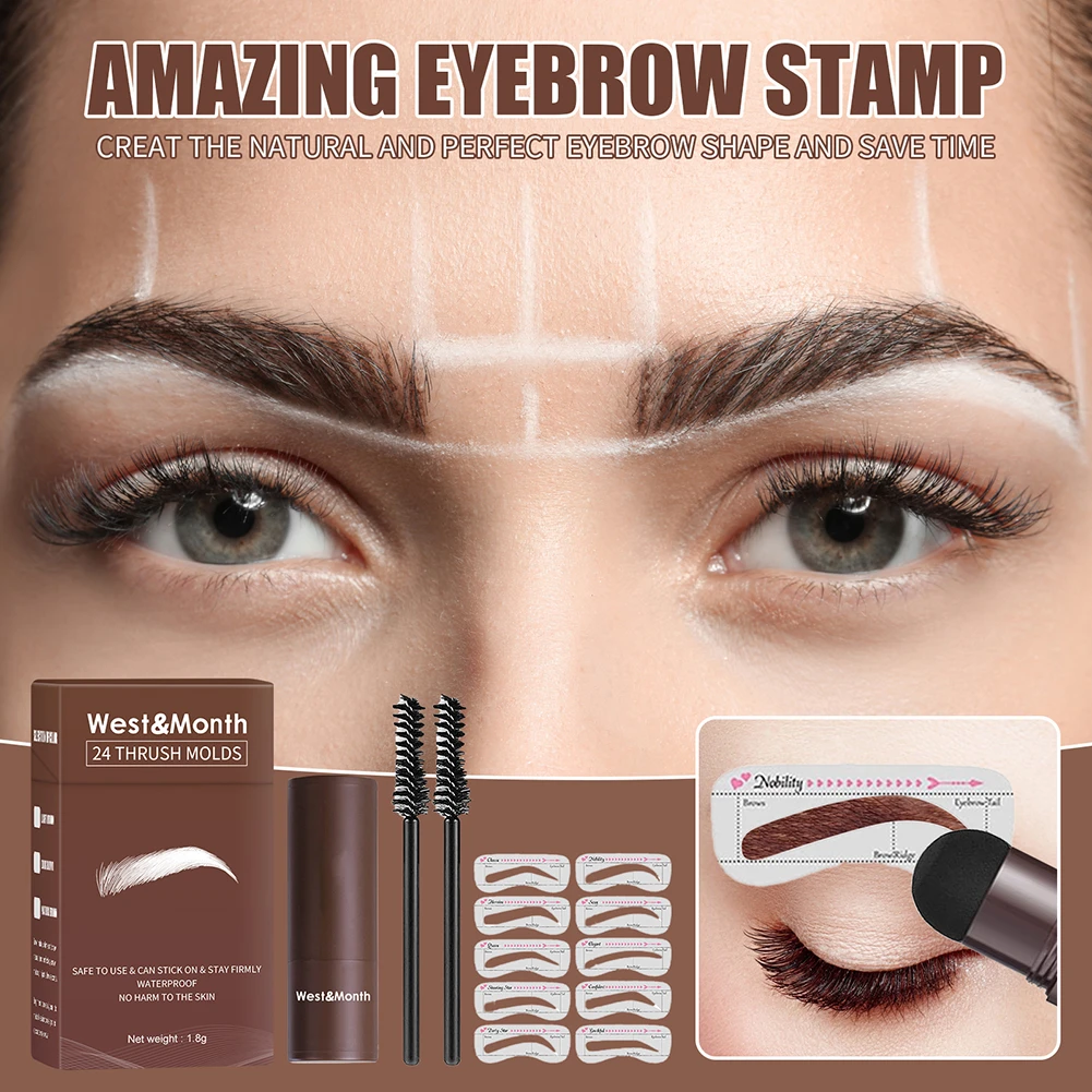 One Step Eyebrow Powder Stamp Shaping Kit Reusable Waterproof Long Lasting  Shape Stamp 10 Eyebrow Stencils 2 Brushes - Eyebrow Enhancers - AliExpress