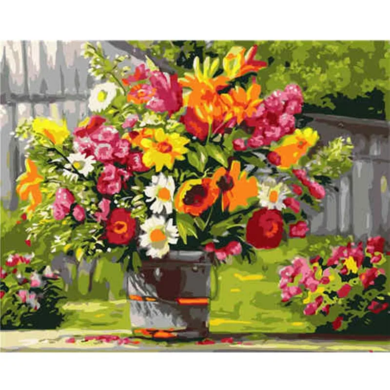 

Courtyard Flowers Modern Paintings Digital Acrylic Hand Painted Canvas Oil Paintings For Home Decoration Drop Shipping