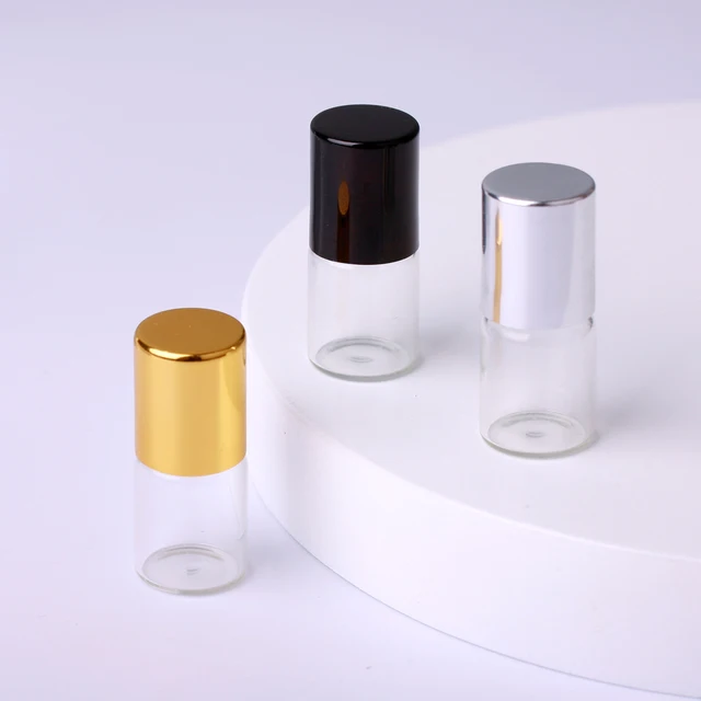 100 pcs/lot 2ml Essential Oil Perfume Bottle Stainless steel and Glass Roll On Durable For Travel Cosmetic Container 2ml Mix