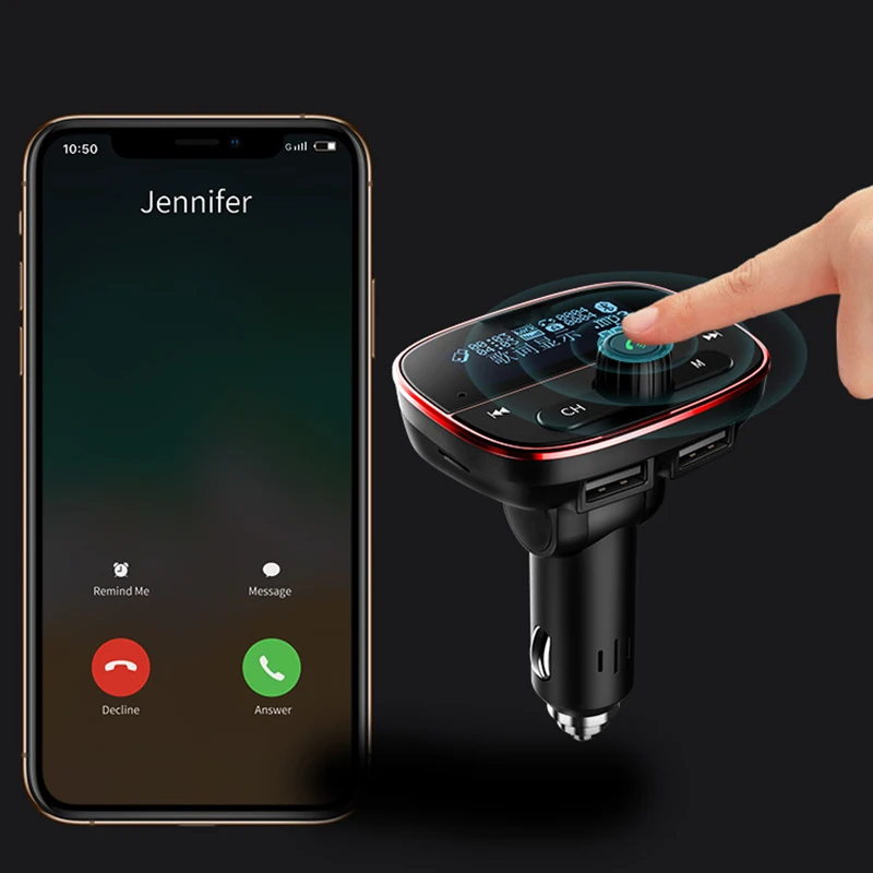 Fm Transmitter Car Mp3 Player Multi-Function Bluetooth 4.2 Usb Car Display Call Color Screen Lyrics Handsfree Audio 3.4A Fast Mo