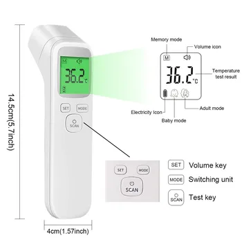 

Adult Baby Thermometergun Non-contact Infrared Forehead Thermometer For Fever Digital Thermometer Laser Gun Human Use Outdoor