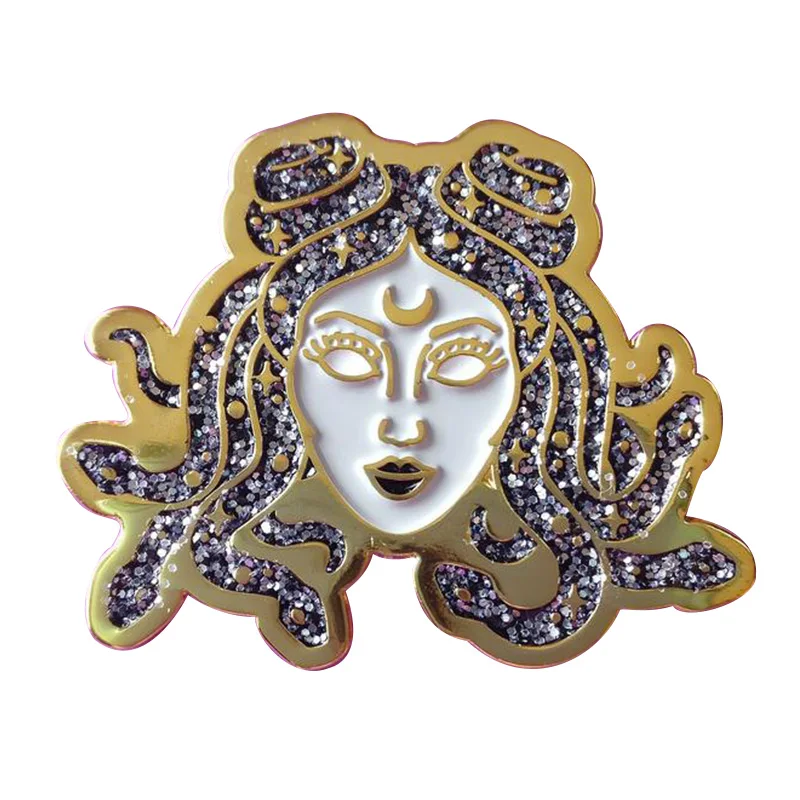 Звезда Галактика Medusa высокого качества с блестками и золотыми эмалью|Броши| |
